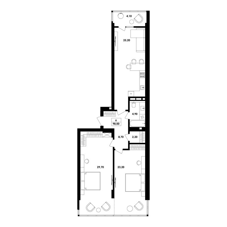 Планування — 2-кімн. 98,0 м²